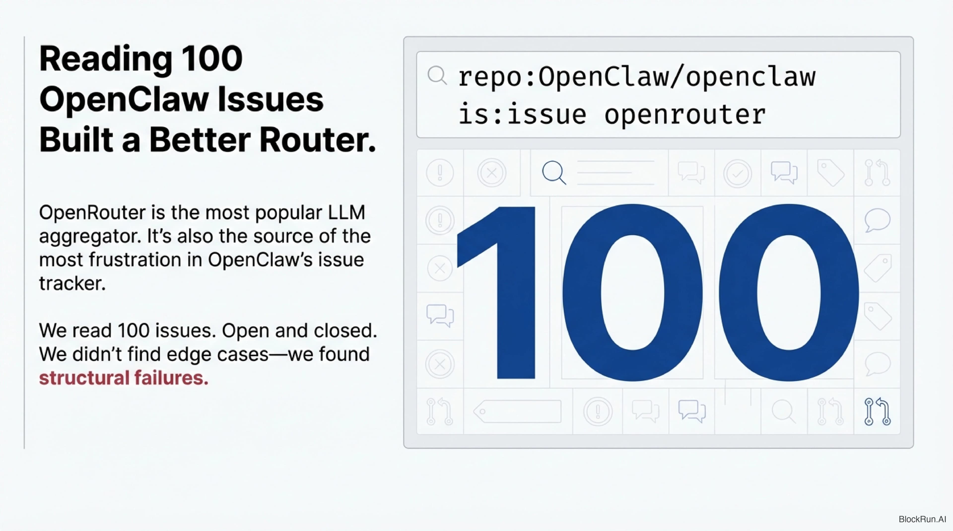 ClawRouter vs OpenRouter — 100 OpenClaw issues analyzed, every structural problem solved