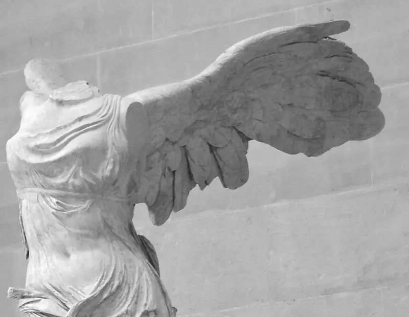 The wing and shoulders of the Winged Victory, the head never recovered